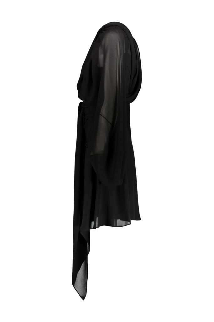 Shop Maison Margiela Long-sleeved Mini Dress In Chiffon Silk