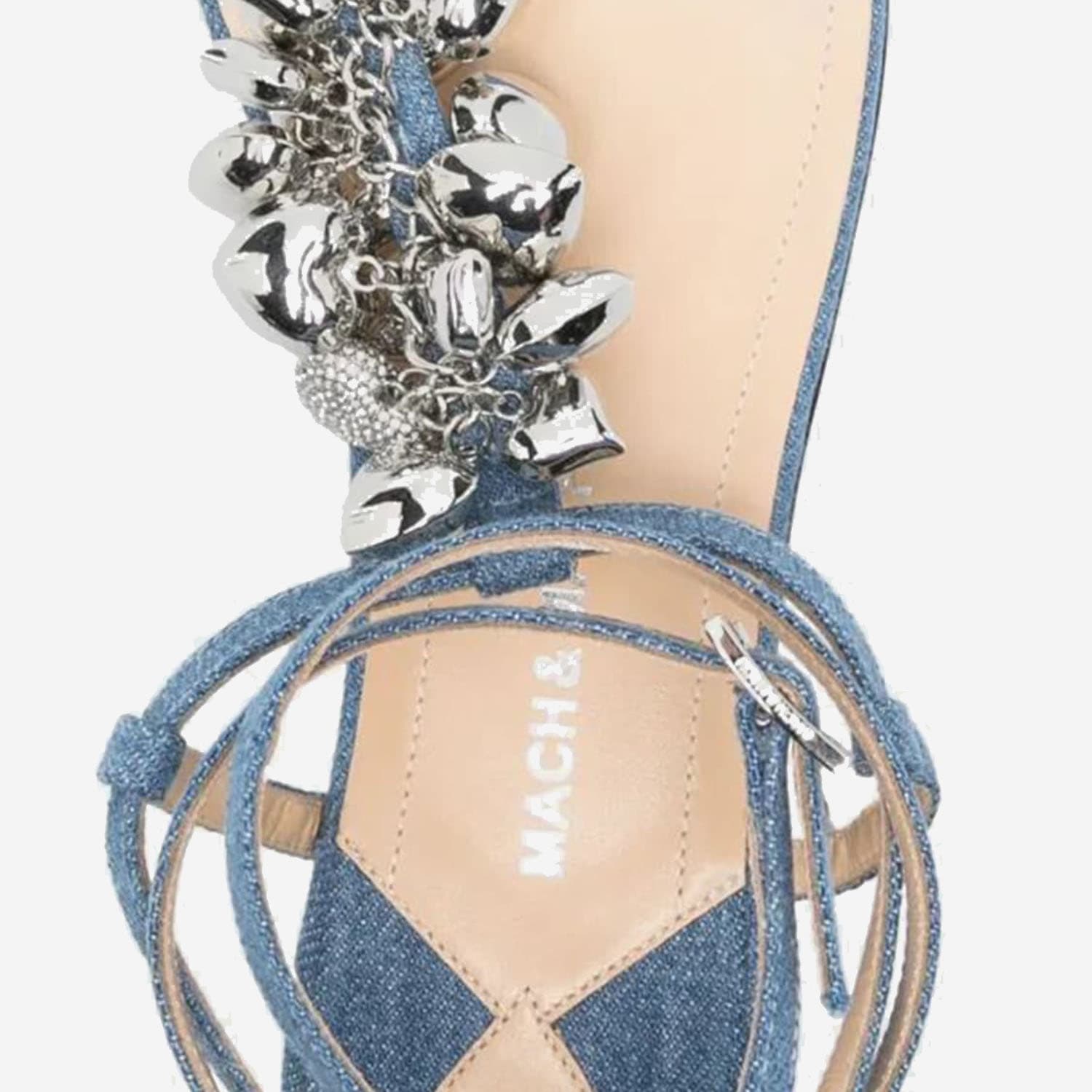 MACH & MACH COTTON AND LEATHER SANDALS