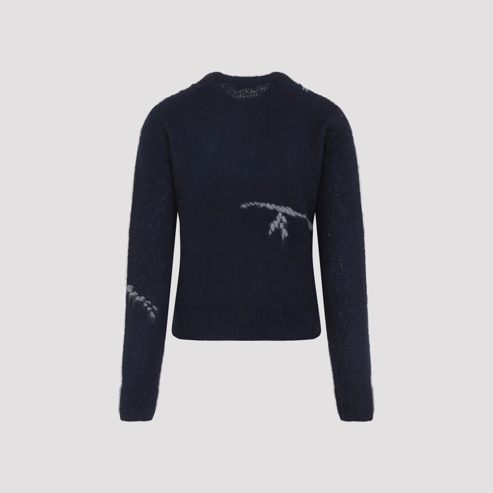 Dries Van Noten Mouche Crew Neck Knite With Motif Knitwear Blue In Blue