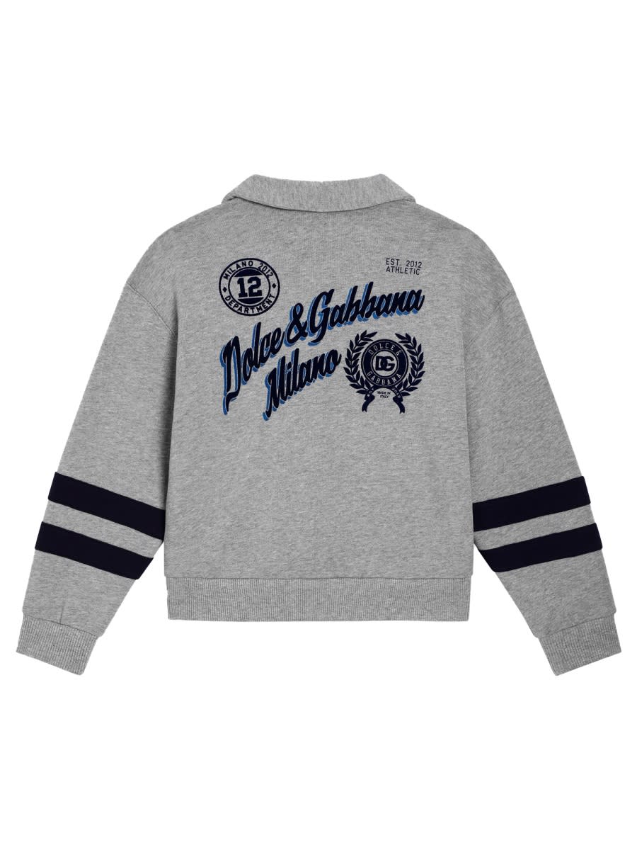 Dolce & Gabbana Button-up Embroidered Cardigan In Gray