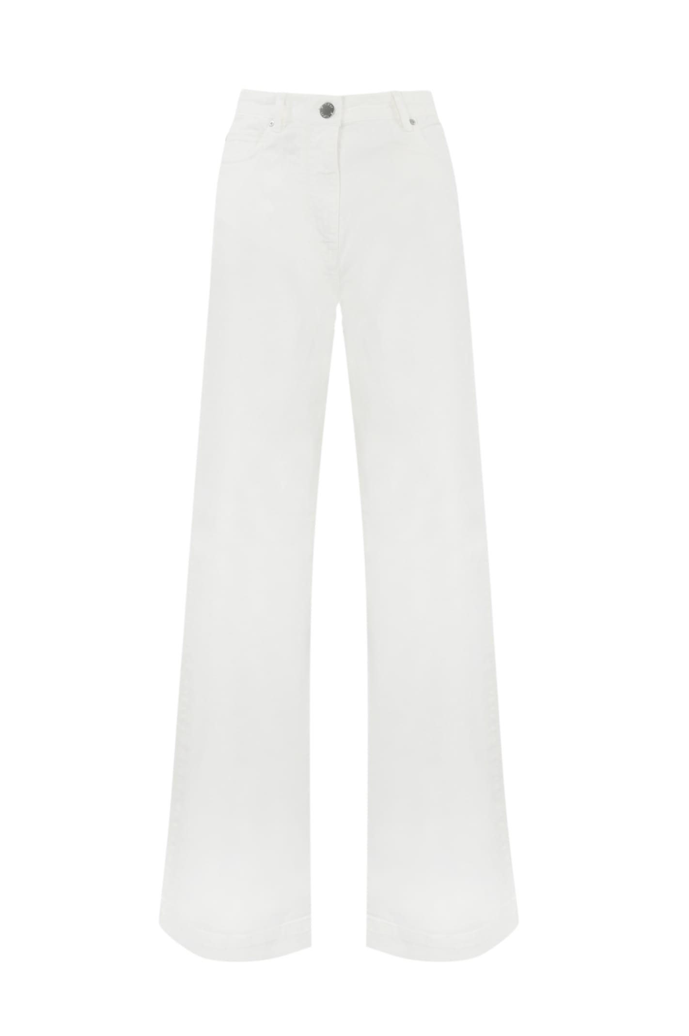 Shop Pinko Wendy Wide Leg Trousers In Twill In Bianco