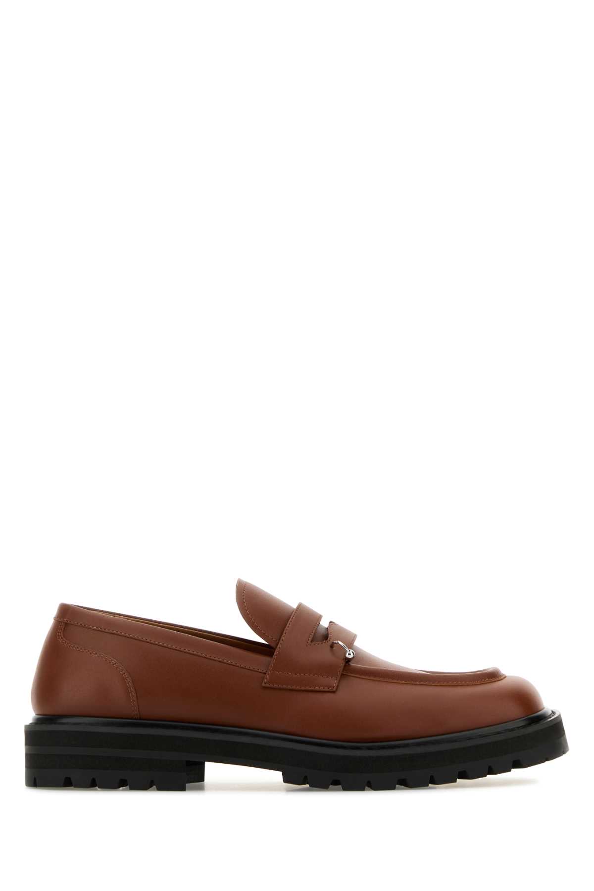 Shop Marni Caramel Leather Loafers In Cognac