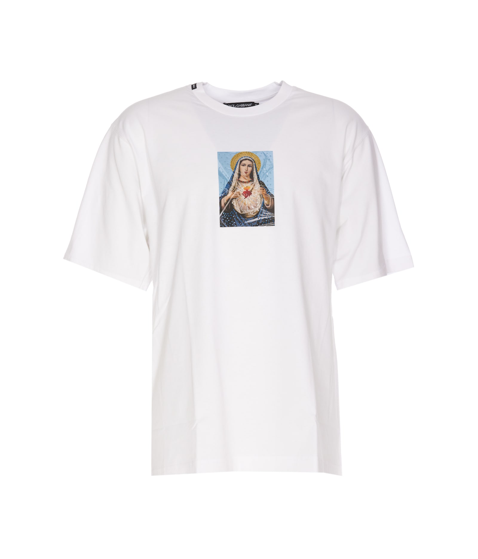 DOLCE & GABBANA PRINTED T-SHIRT WITH TERMOSTRASS
