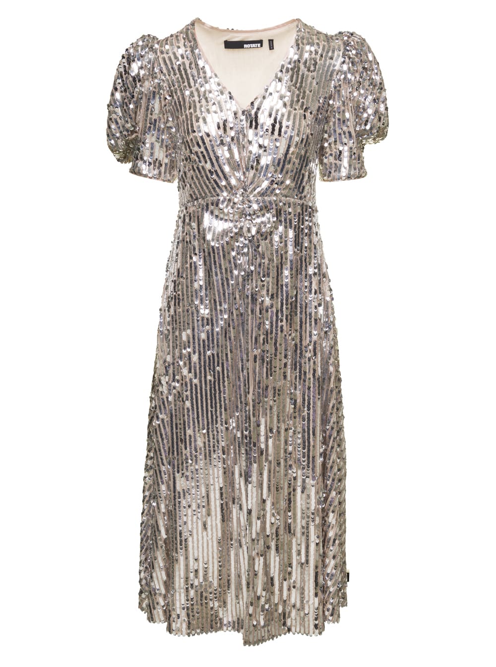 Shop Rotate Birger Christensen Sierina Silver-tone Midi Dress With All-over Sequins Woman Rotate In Metallic
