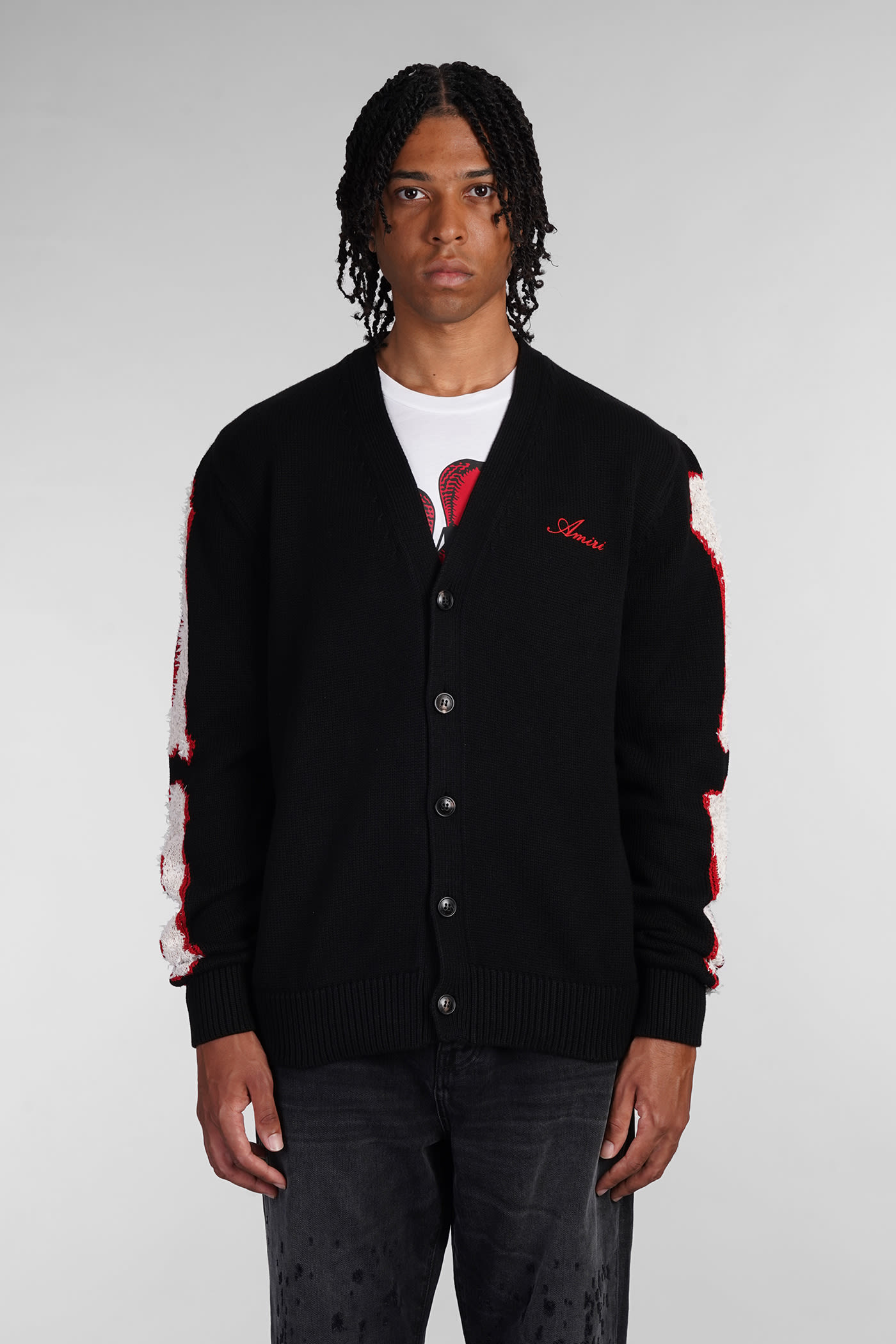 AMIRI Cardigan In Black Cotton