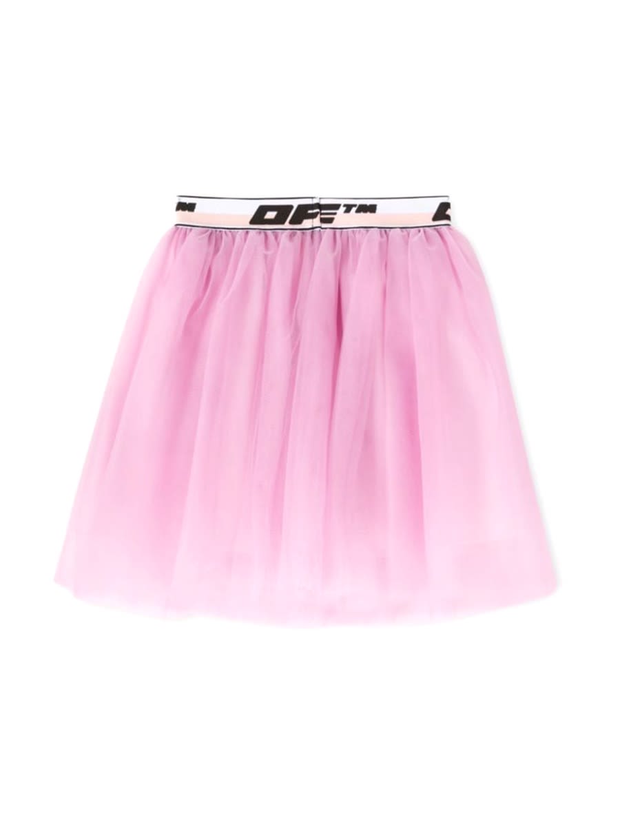 Shop Off-white Logo Band Tulle Skirt In Pink