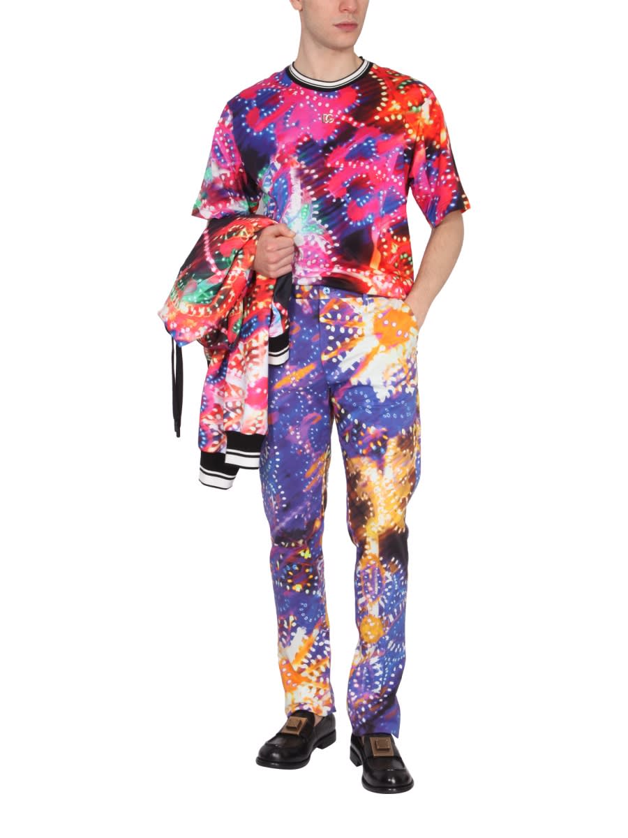 Shop Dolce & Gabbana Pants With Luminary Print In Multicolour