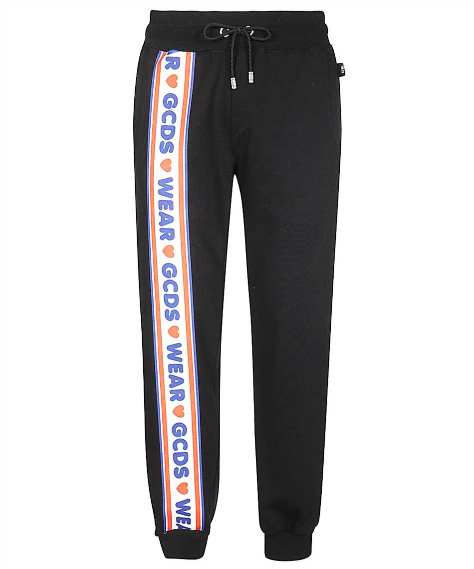 Gcds Jogging Pants With Cute Tape Logo Band In Black