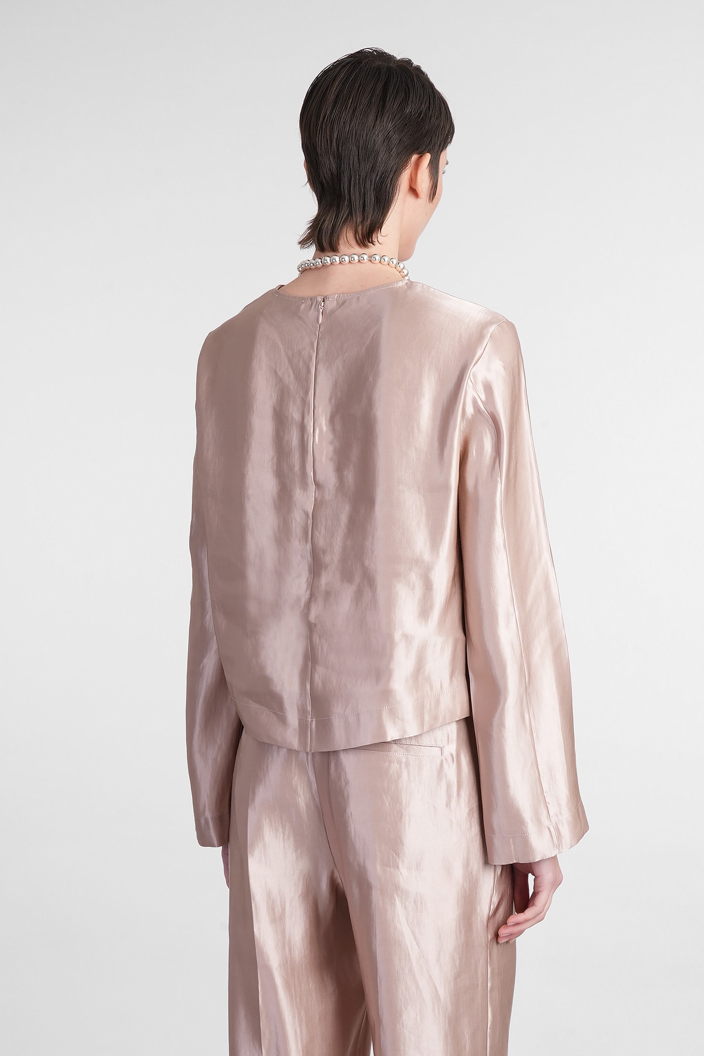 Shop Loulou Studio Nino Blouse In Rose-pink Linen