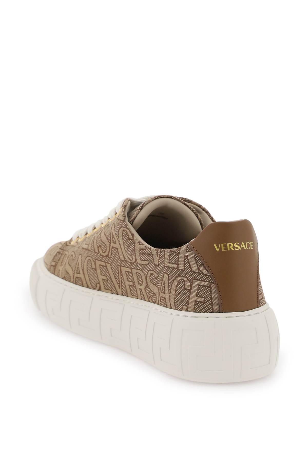 Versace Allover Greca High Top Sneakers in Brown - Versace