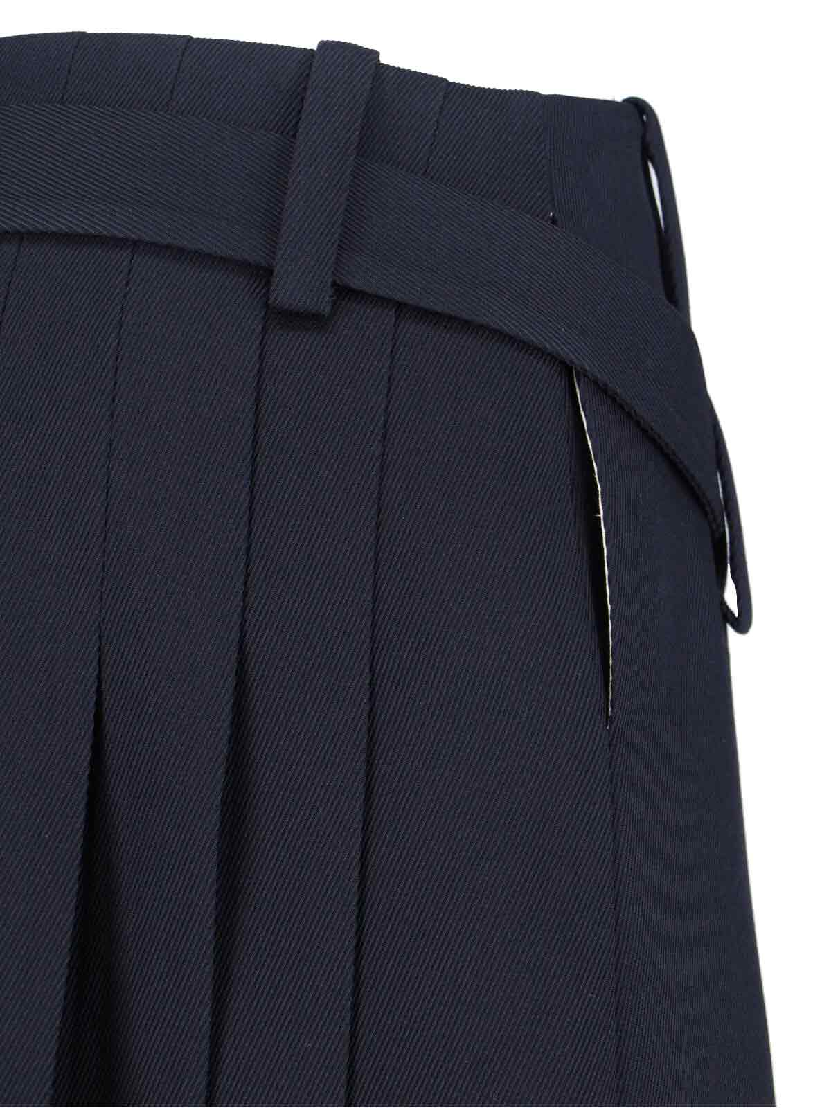 Sibel Saral Navy Wool Midi Skirt With Pleated Detail In Black
