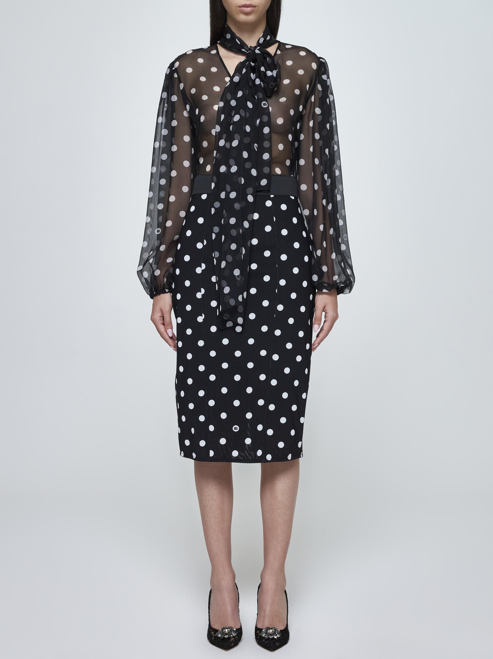 Shop Dolce & Gabbana Polka Dot Print Pencil Skirt