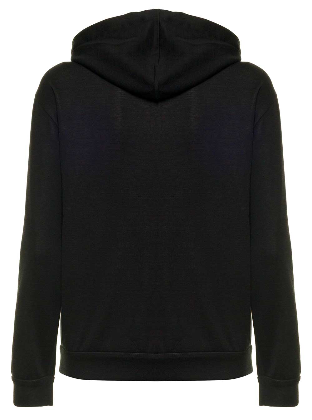 Shop Brunello Cucinelli Black Cotton And Silk Hoodie With Monile Insert