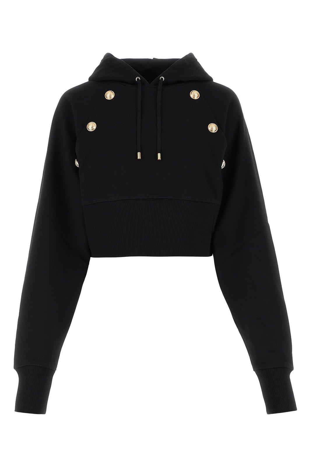 Decorative-buttons Organic-cotton Hoodie In Nero | ModeSens