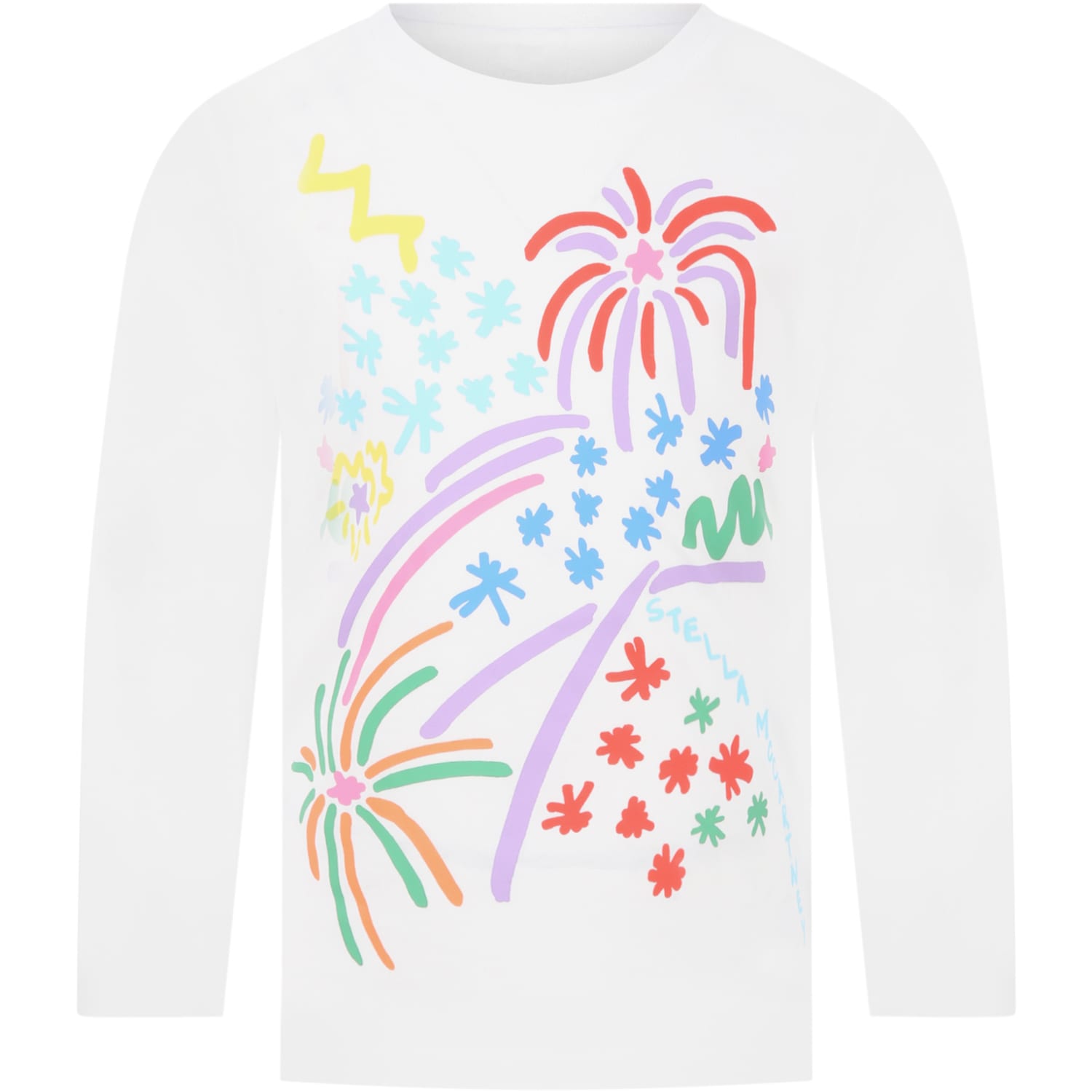 Stella McCartney Kids White T-shirt For Girl With Fireworks
