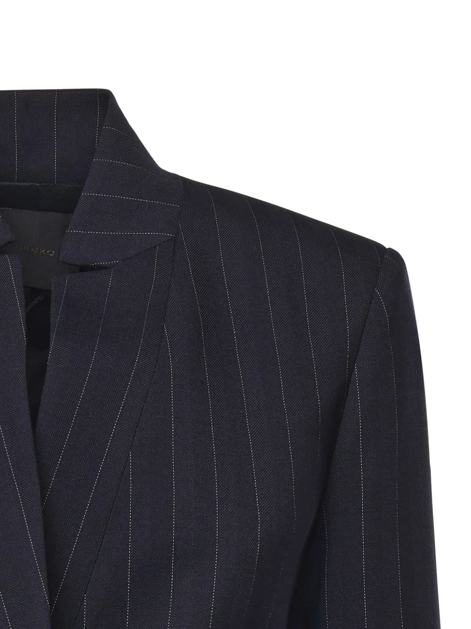 Pinko Fitted Pinstriped Wool Blazer In Blue