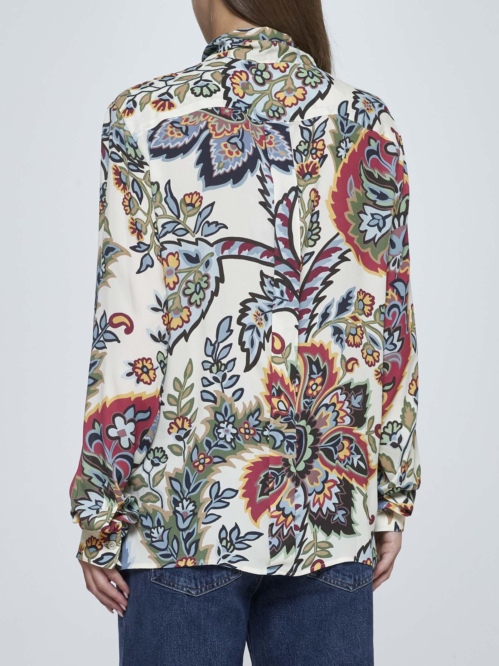 Shop Etro Floral Print Viscose Shirt In Beige