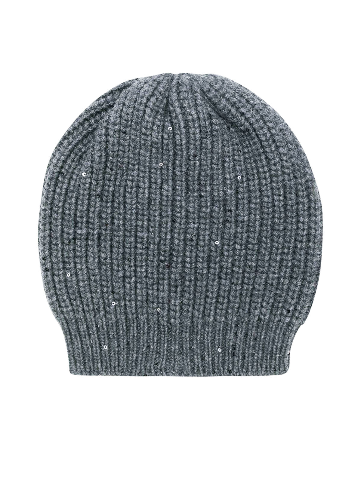 Shop Brunello Cucinelli Sequined Cashmere And Silk Beanie In Piombo