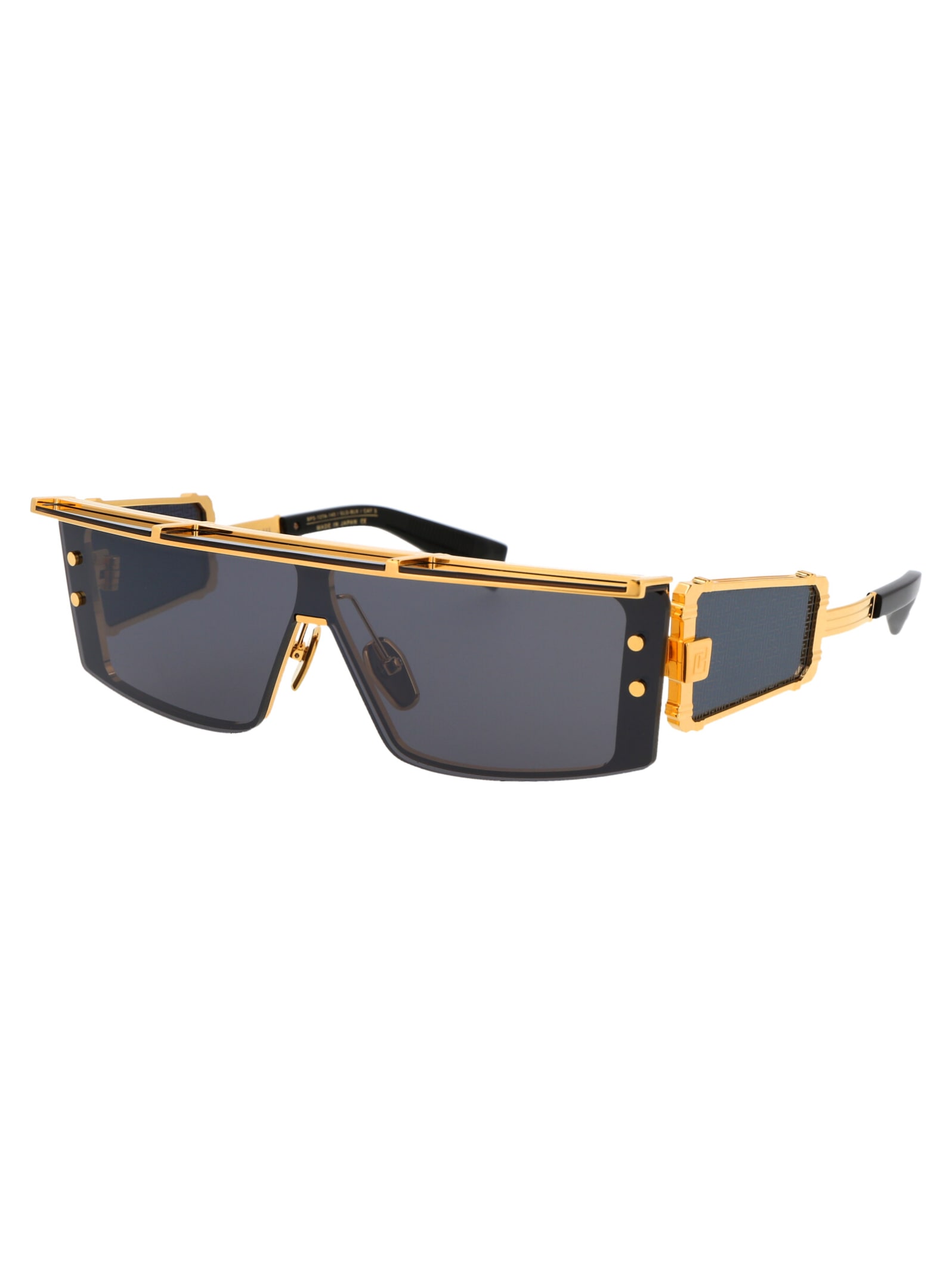 Shop Balmain Wonder Boy Iii Sunglasses In Gold - Black W/ Dark Grey Shield