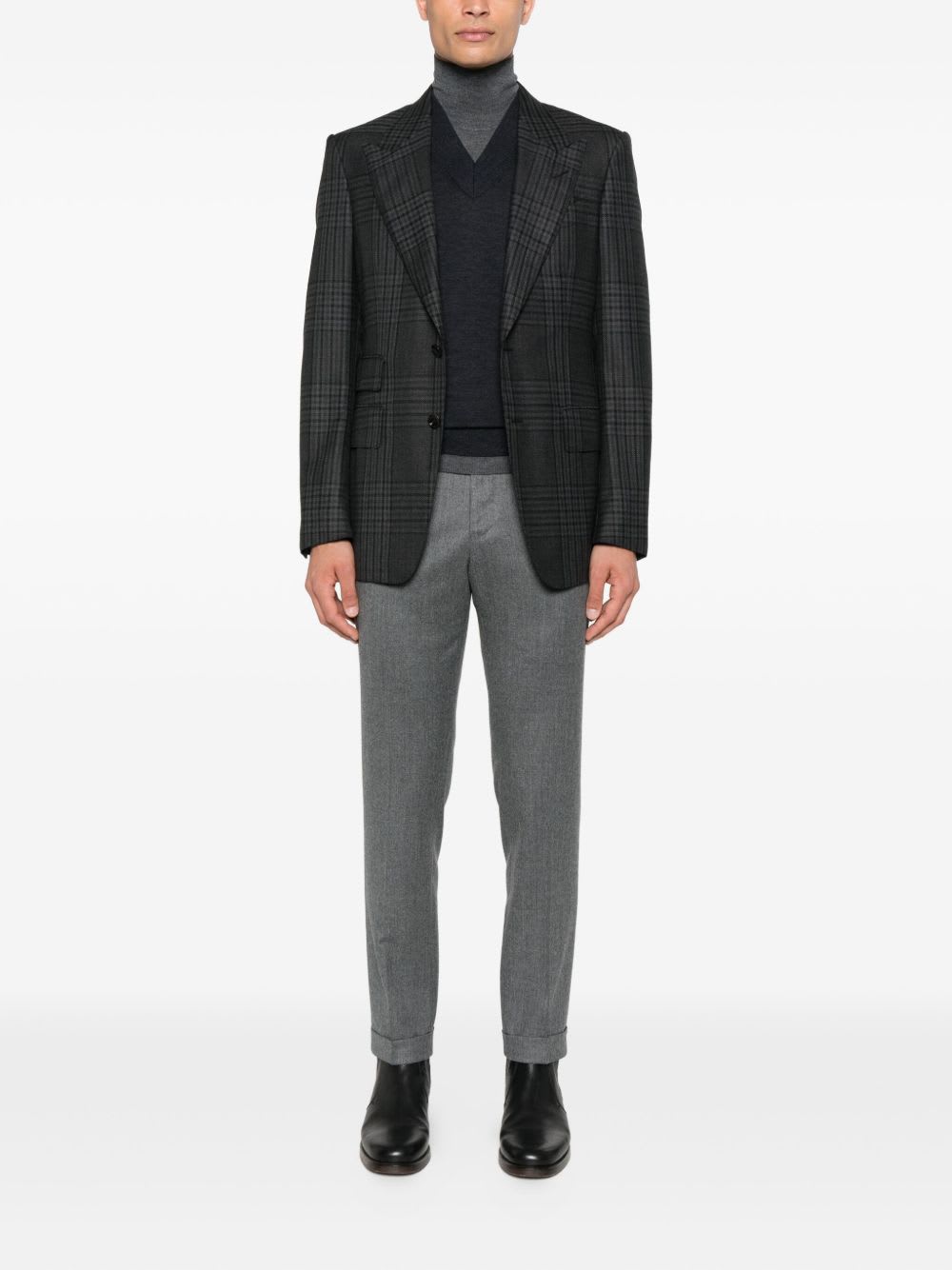 Paolo Pecora Gray Layered Wool Sweater In Black