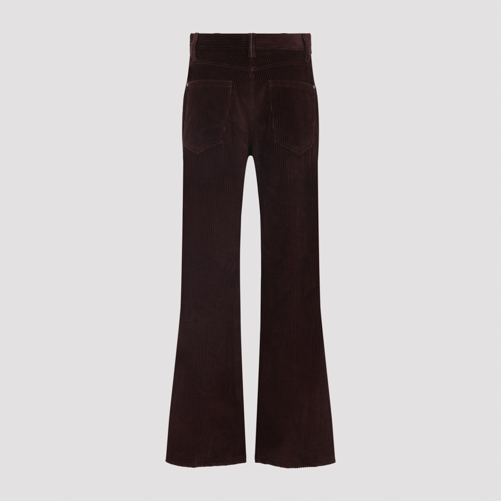 Brunello Cucinelli Corduroy Flared Trousers Belt Loops In Burgundy