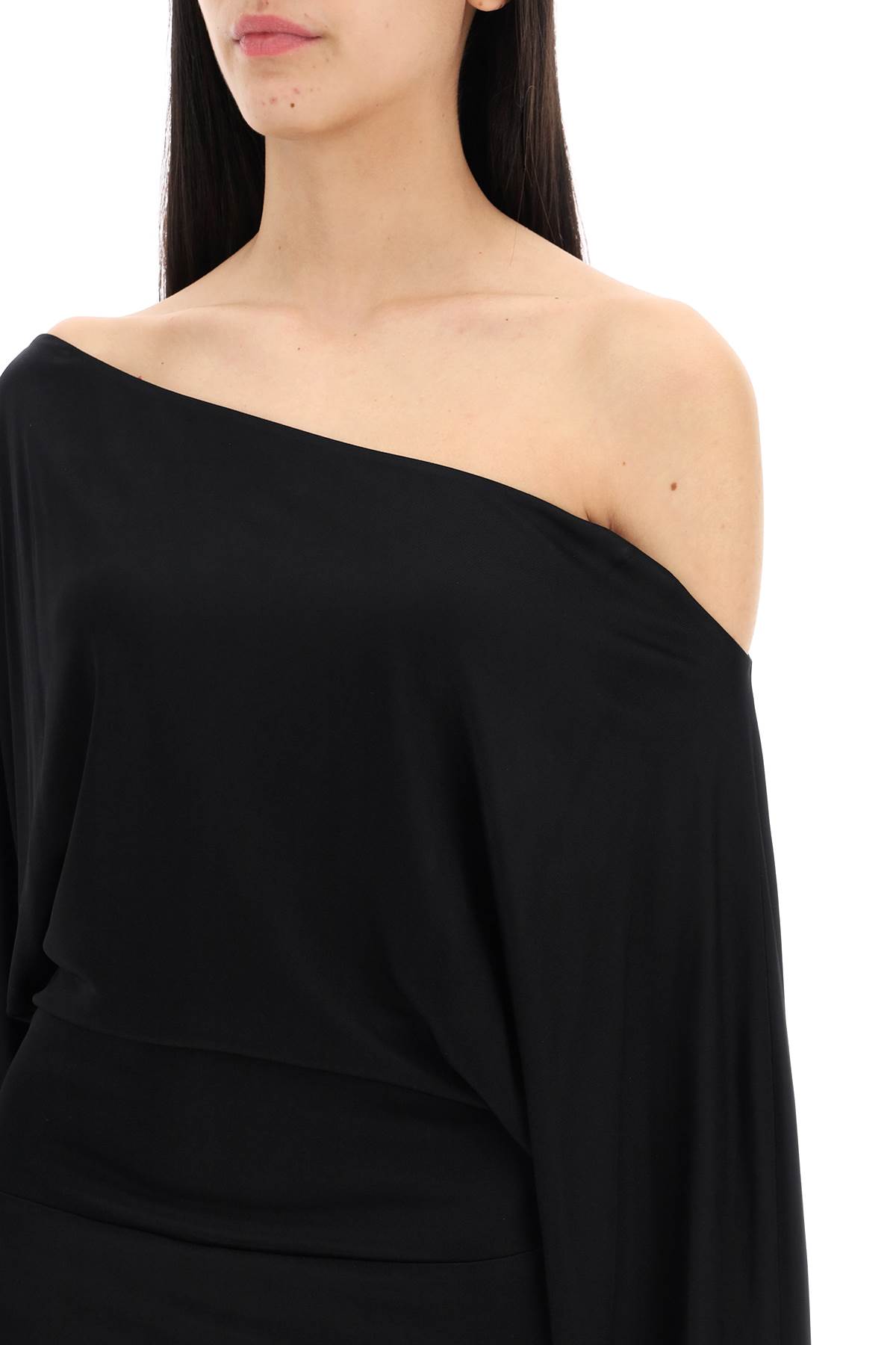 Shop Khaite Off-shoulder Maxi Dress In Black (black)