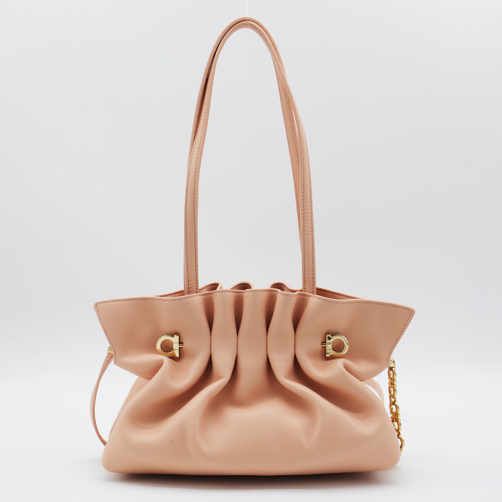 Ferragamo Light Pink Piercing S Leather Top Handle Bag