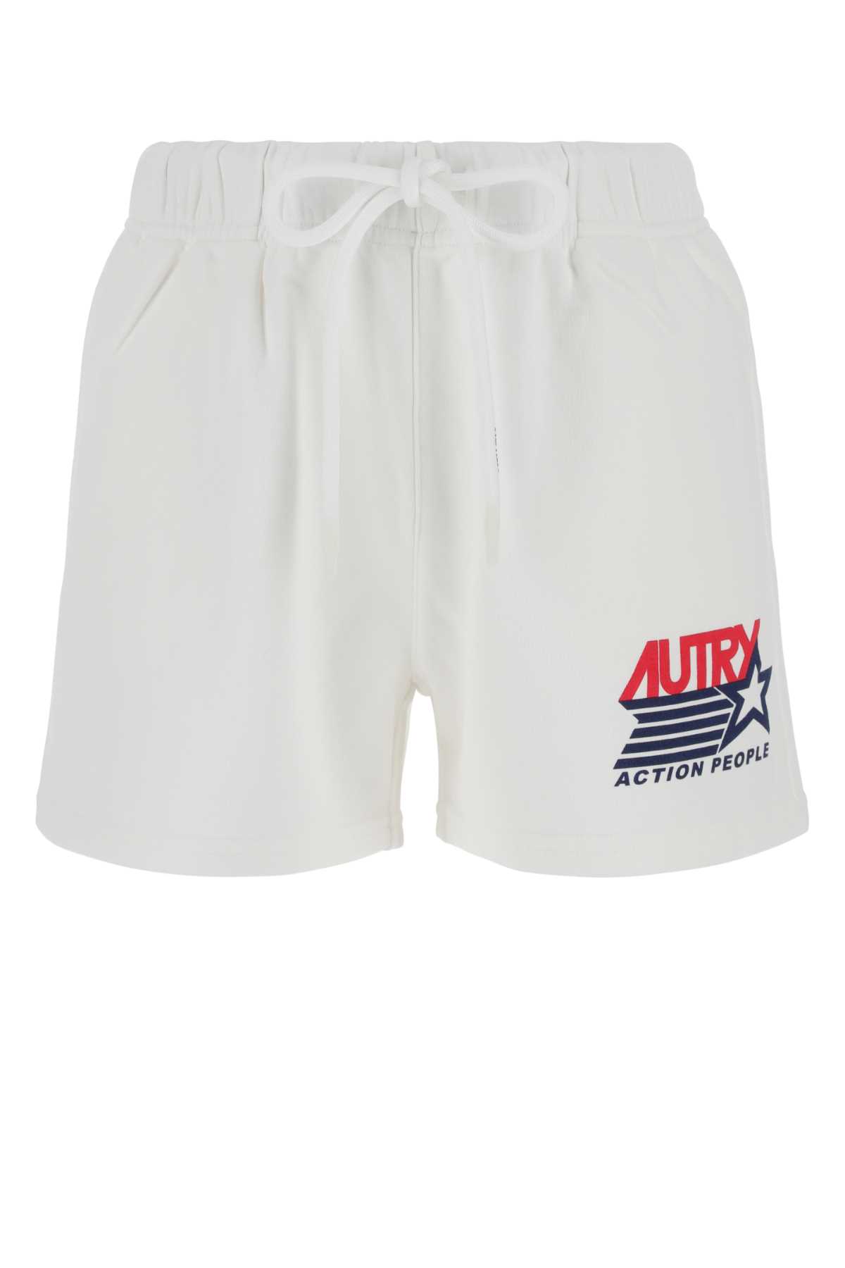 Shop Autry Ivory Cotton Shorts In White
