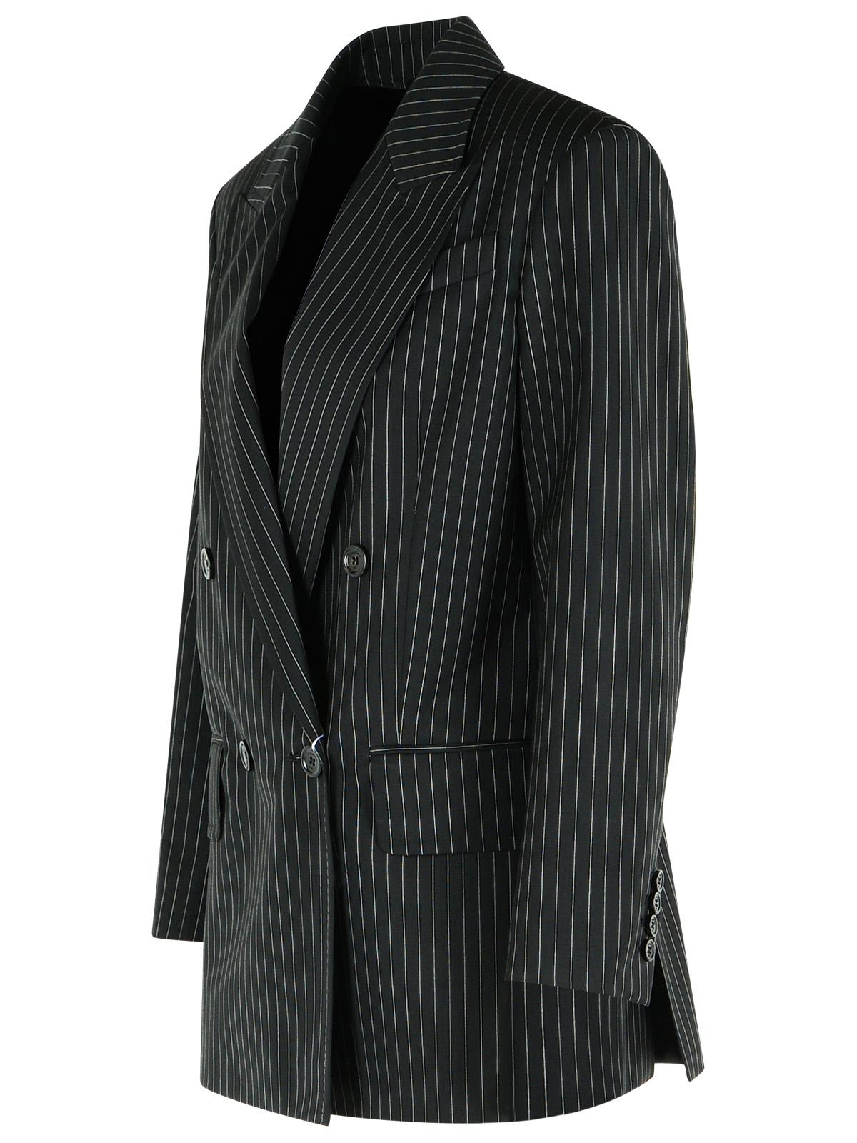 Max Mara Mattia Pinstriped Wool Blazer In Black