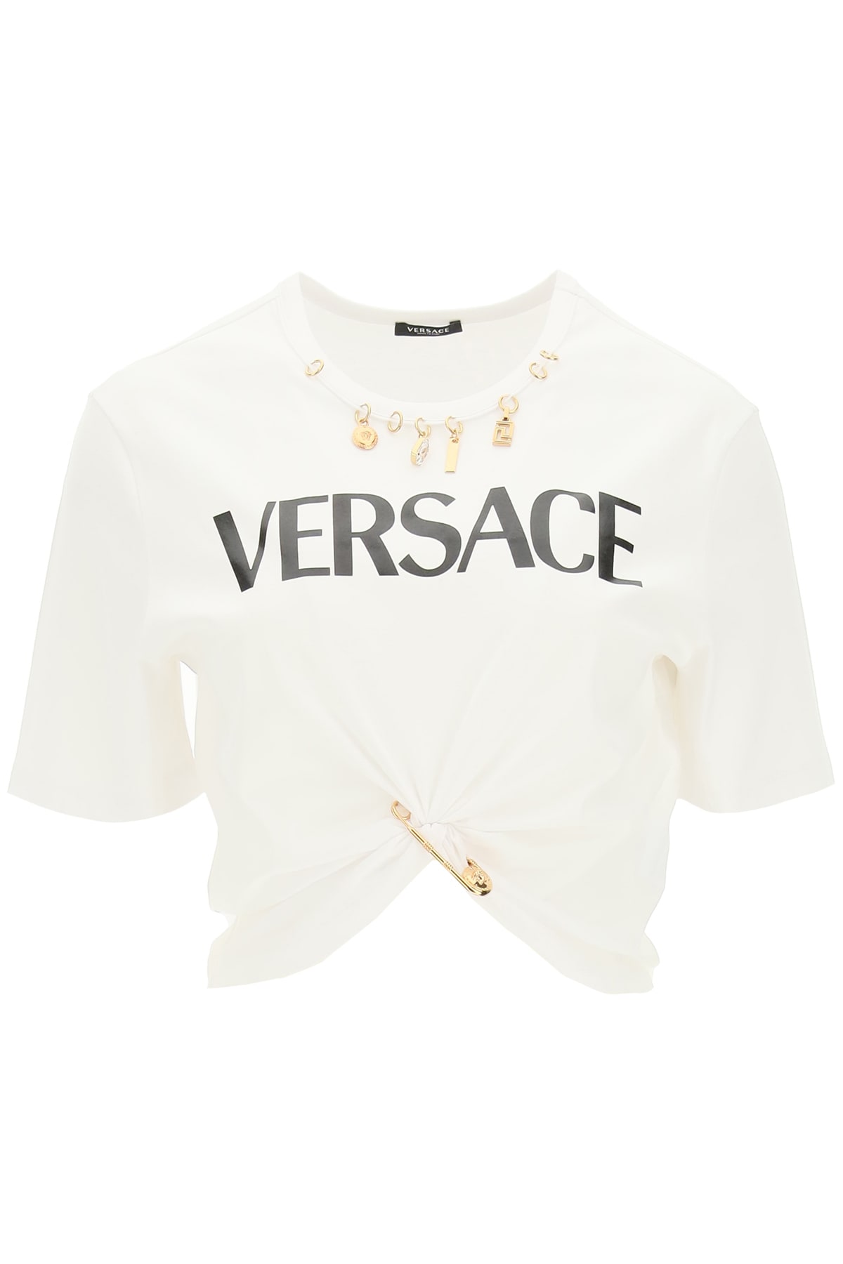 Versace Cropped T-shirt With Charms