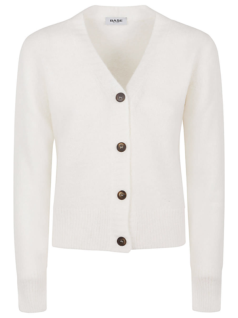 Base Wool V-necked Cardigan In White