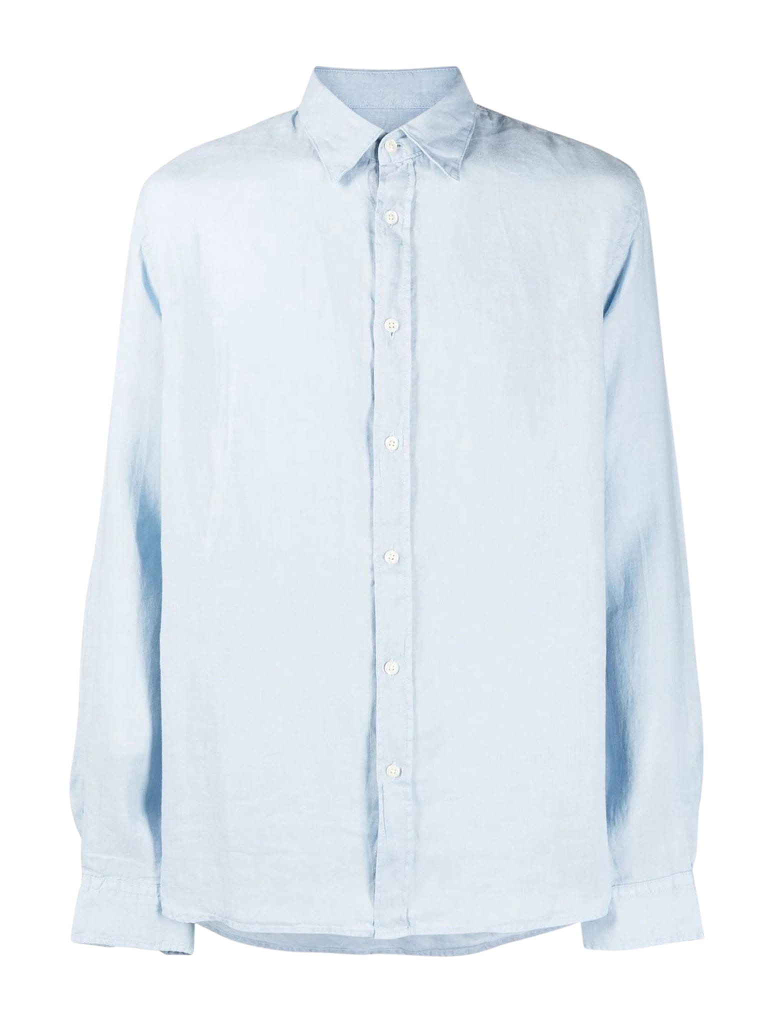 Shop Woolrich Linen Shirt In Pale Indigo