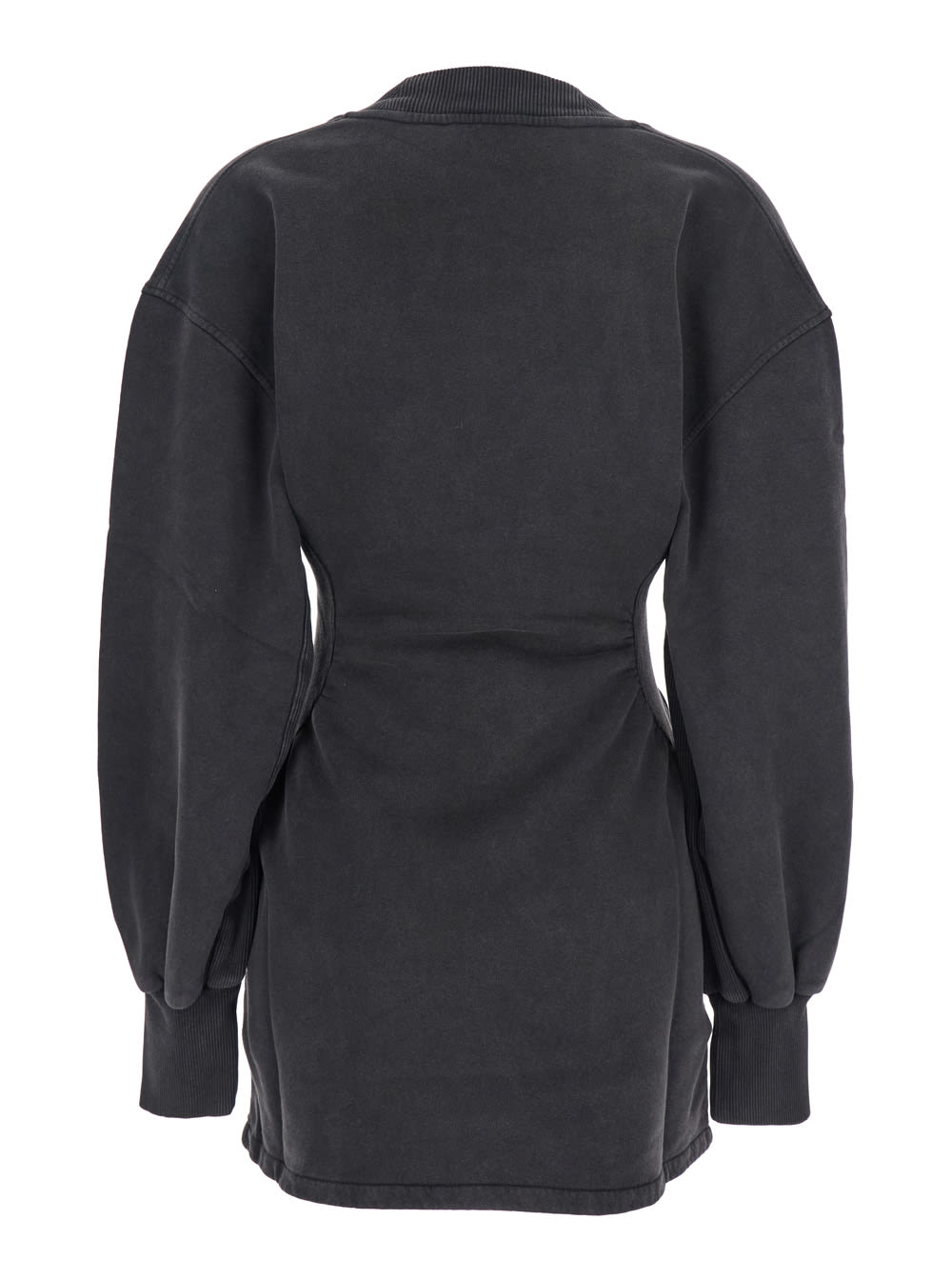 Attico Grey Mini Dress With V Neck And Logo Lettering On The Front In Gray