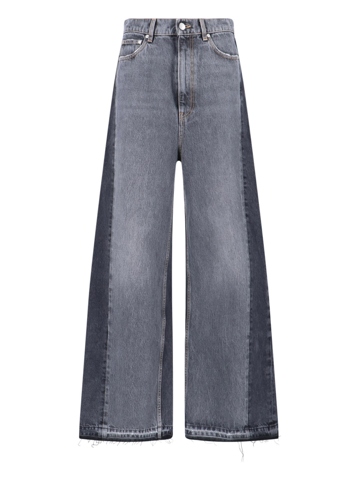 Stella Mccartney Straight Trousers With Belt Loops And Frayed Hem In Black