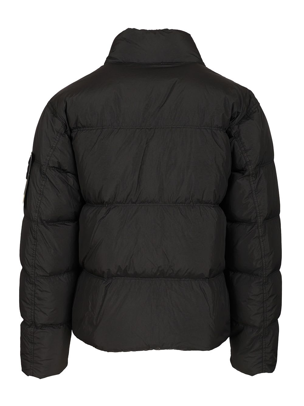 Stone Island Down Jacket In Lightweight Recycled Nylon Reps In Black