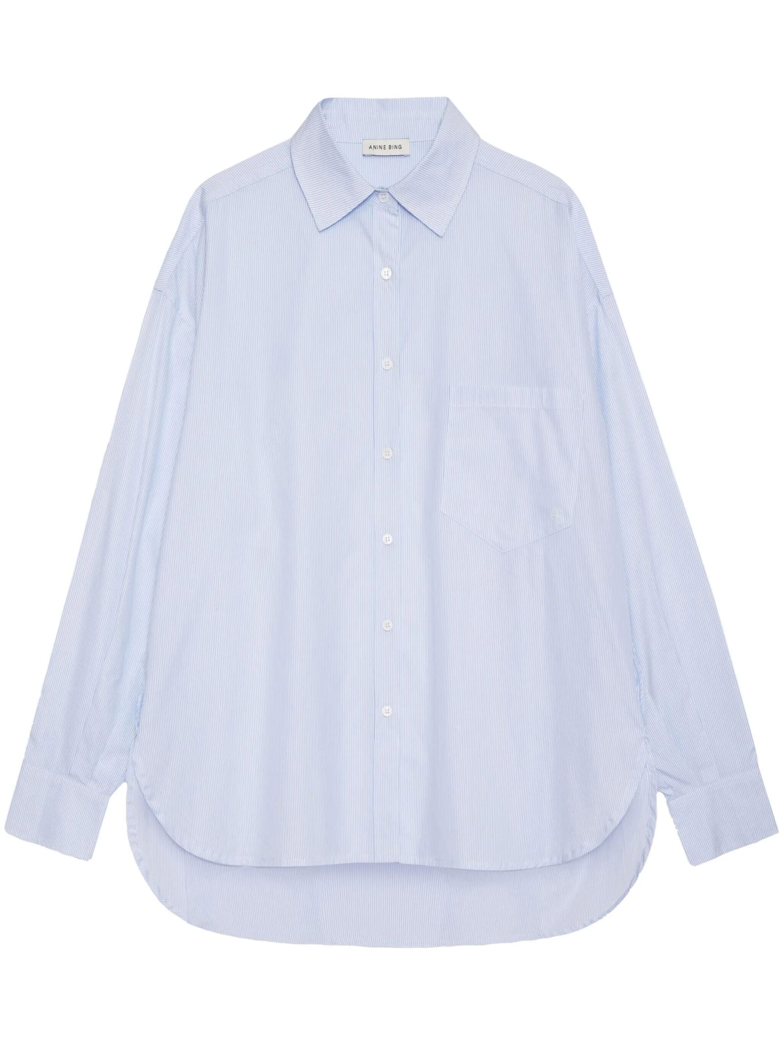 Shop Anine Bing Chrissy Shirt Stripe In Blue And White