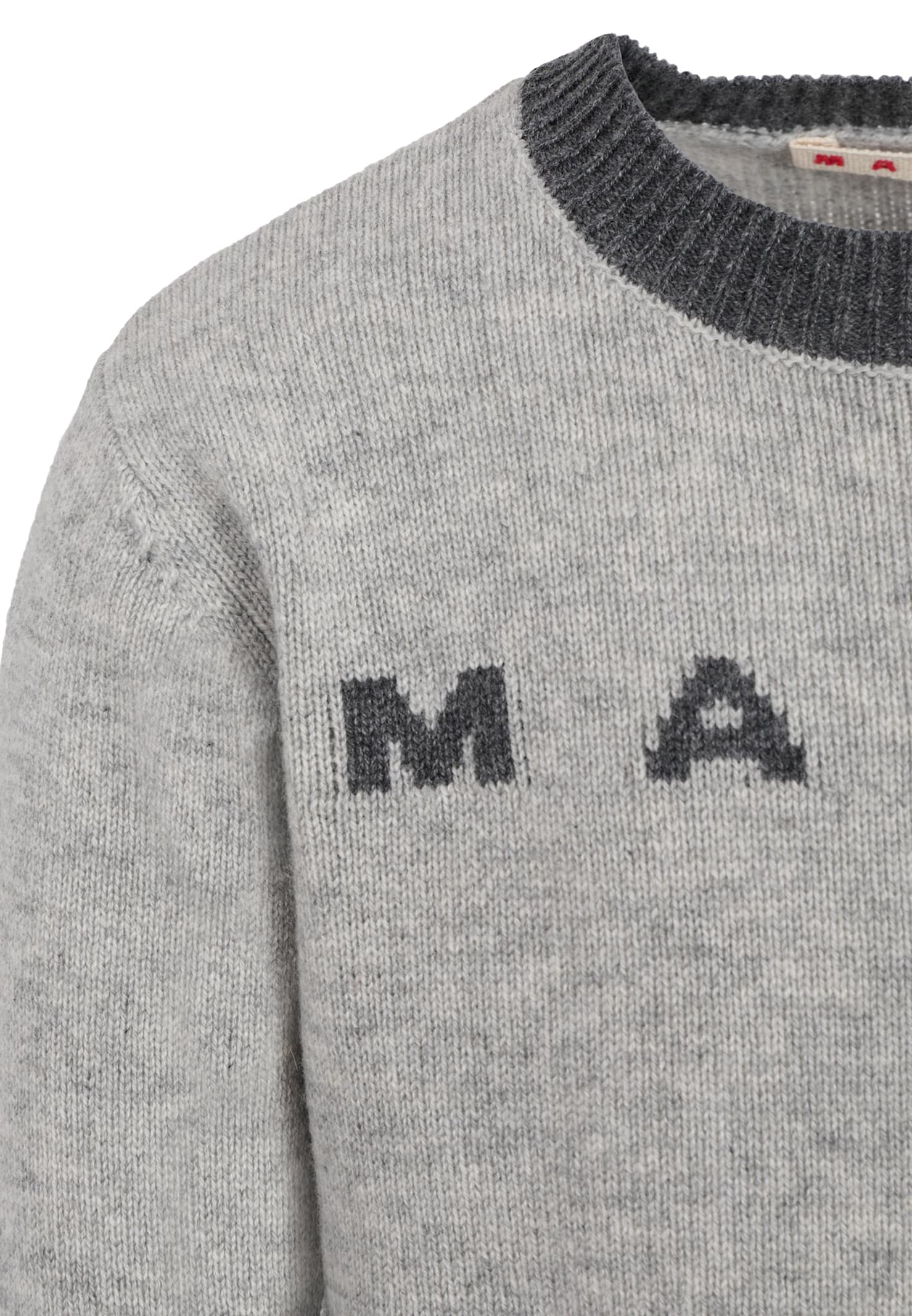 Marni Grey Sweater For Girl With Logo In Gray