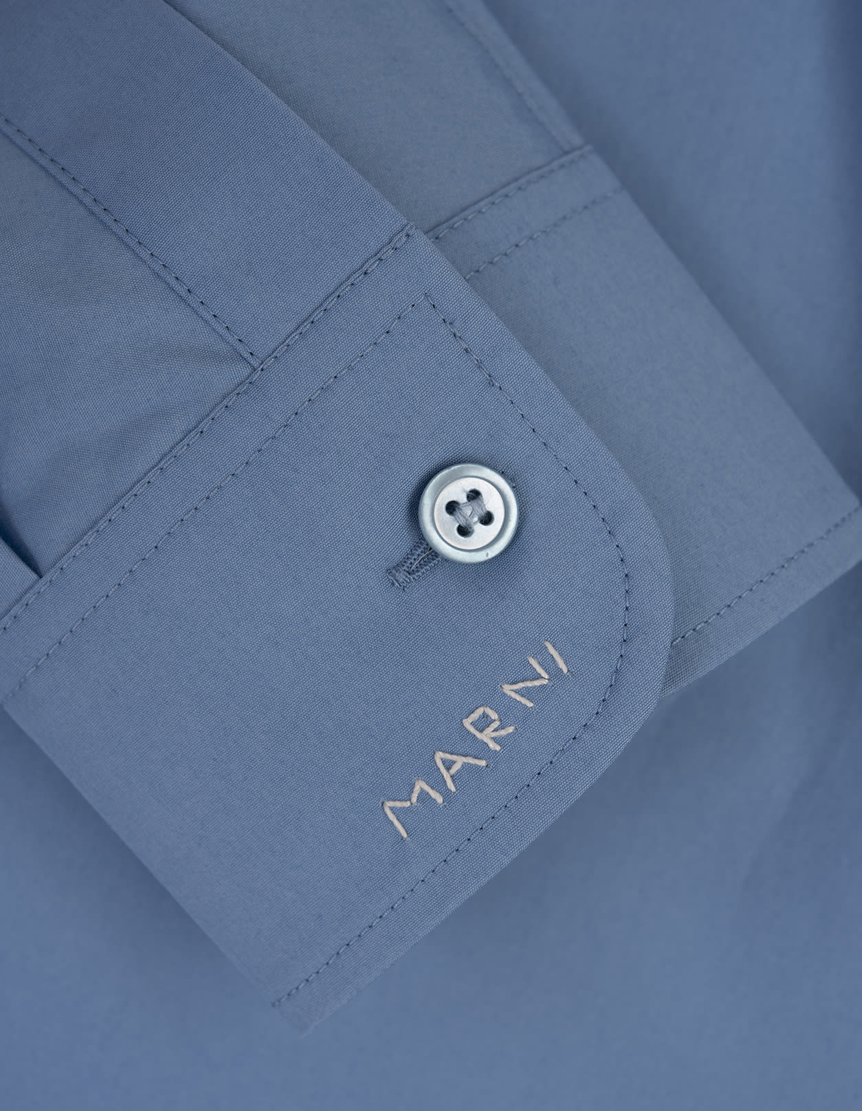 Shop Marni Light Blue Poplin Shirt