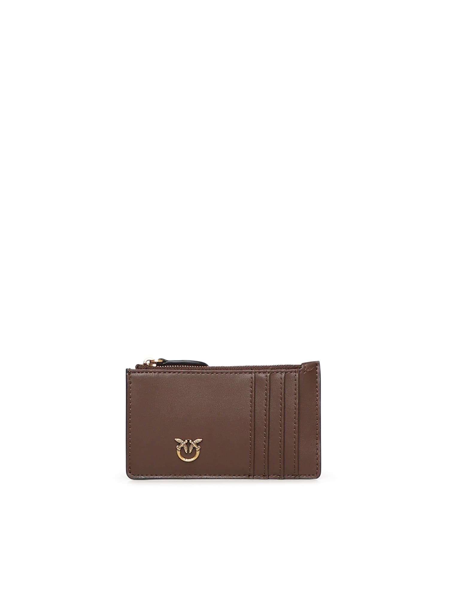 Pinko Zippered Card Holder In Brown
