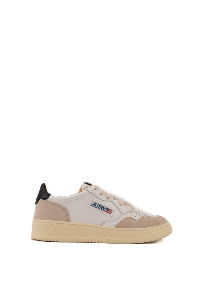 Shop Autry Medalist Low Sneakers In White/black Leather And Suede