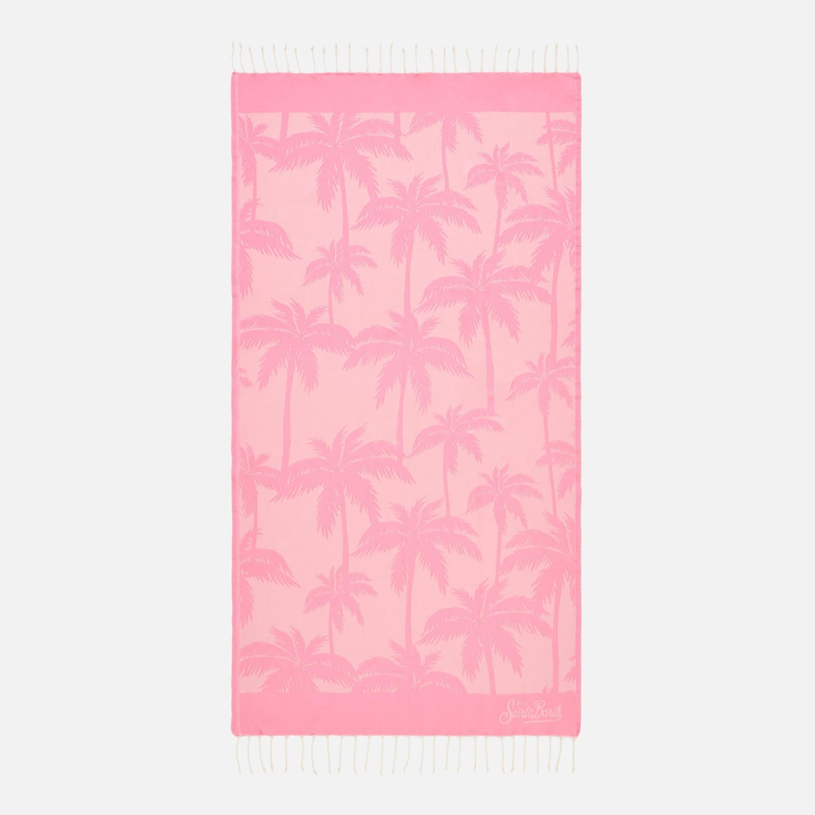 Mc2 Saint Barth Soft Jacquard Fouta Towel With Palms Print In Pink