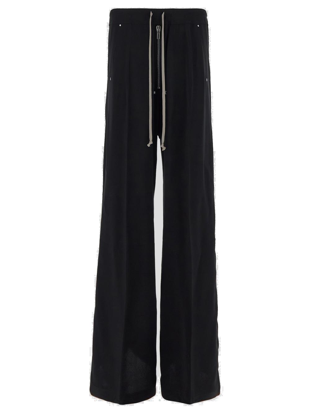 Shop Rick Owens Drawstring Flared Trousers In Black
