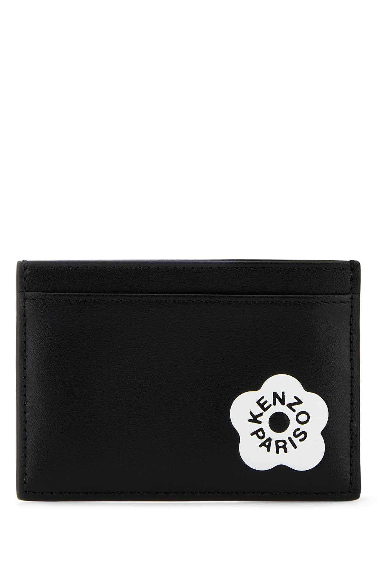 Black Leather Kenzo Stamp Card Holder