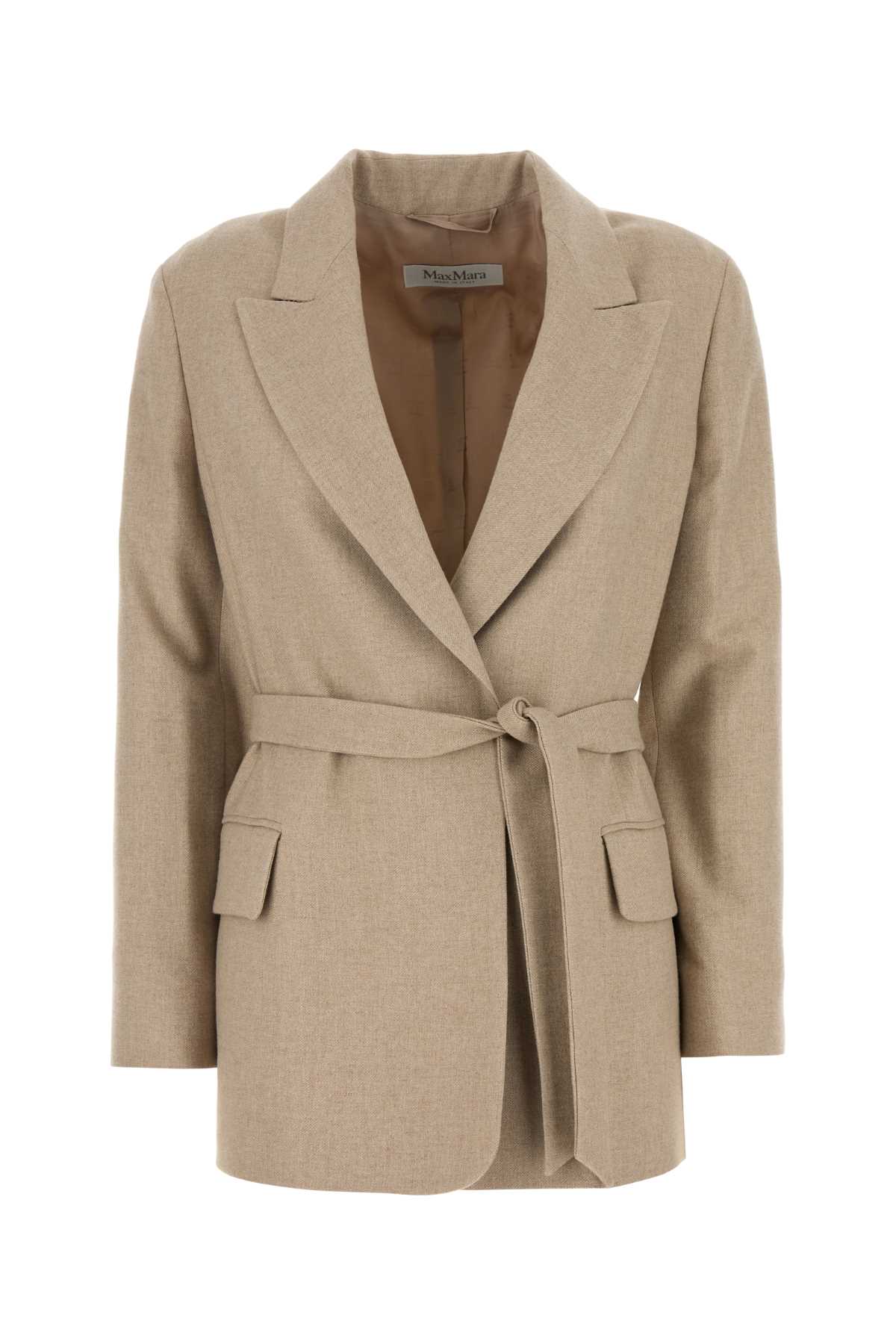 Max Mara Cappuccino Wool Blend Randers Blazer In Albino