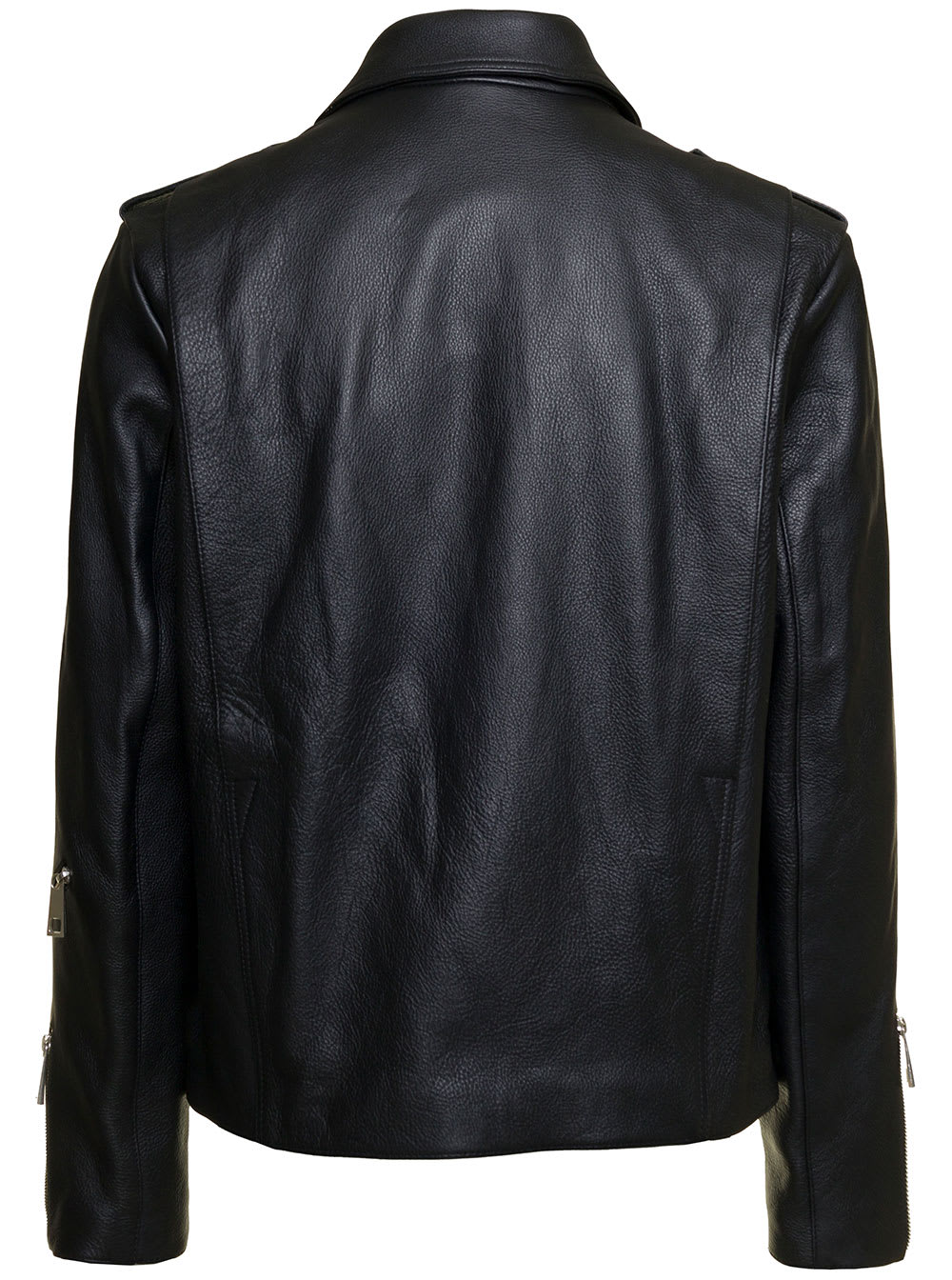 Shop Apc Morgan Black Biker Jacket With Zip In Leather Man