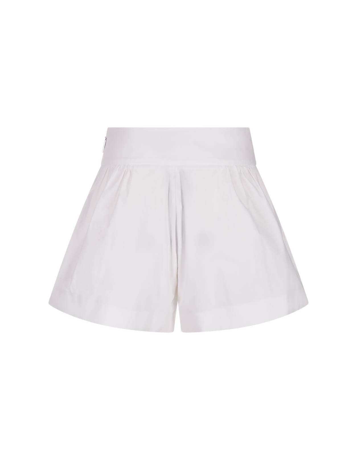 Shop Msgm Flared Shorts In White Poplin