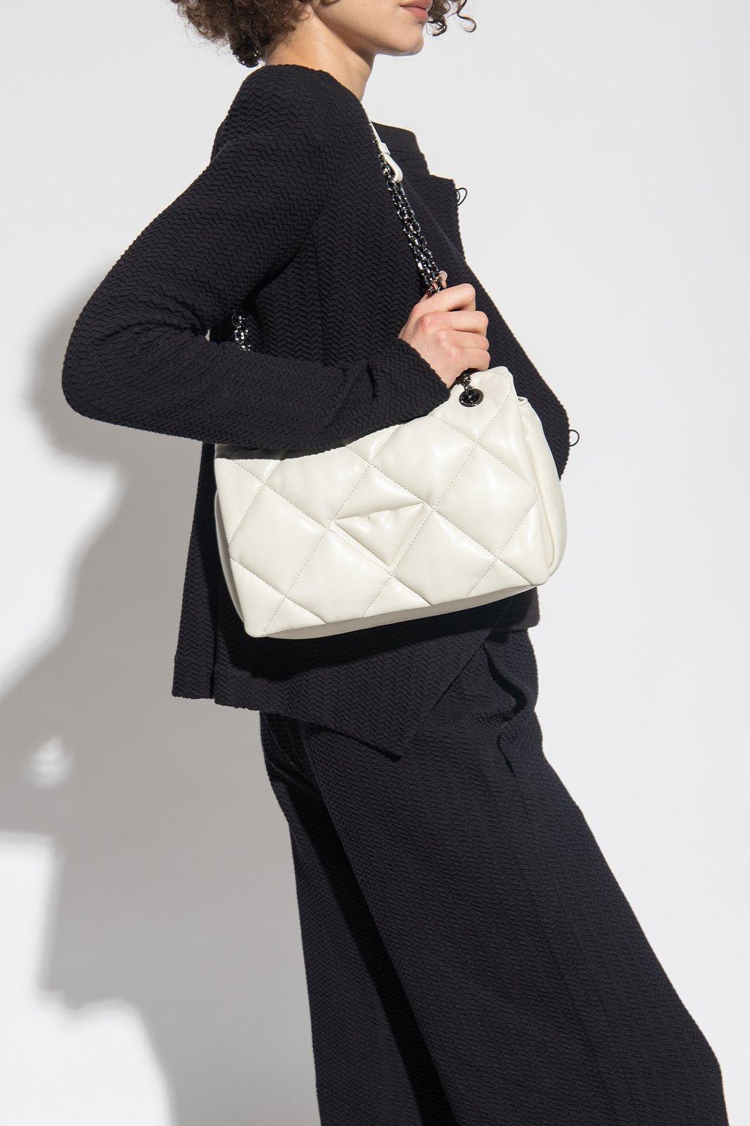 Shop Emporio Armani Quilted Shoulder Bag In Avorio