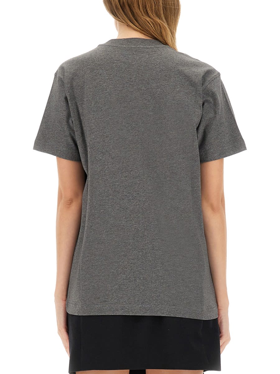 Moschino T-shirt With Embroidered Logo In Gray