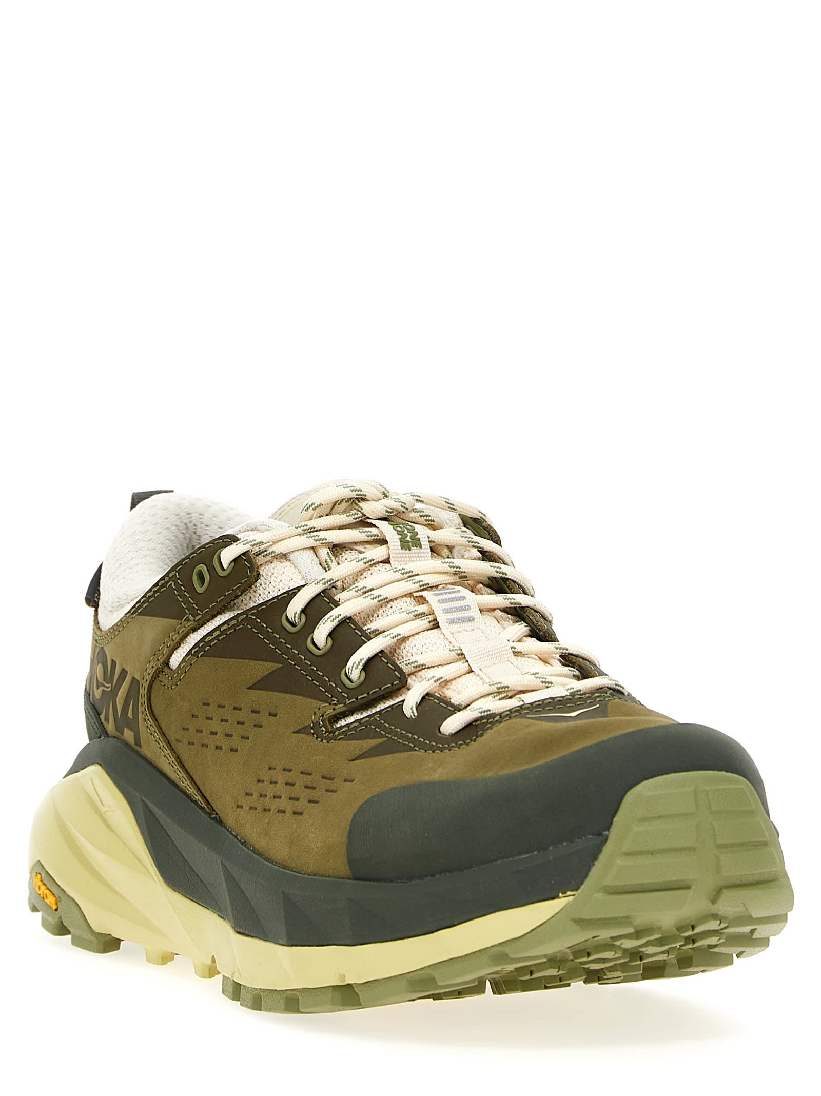 Shop Hoka Kaha Low Gtx Sneakers In Fnn Fennel / Eggnog