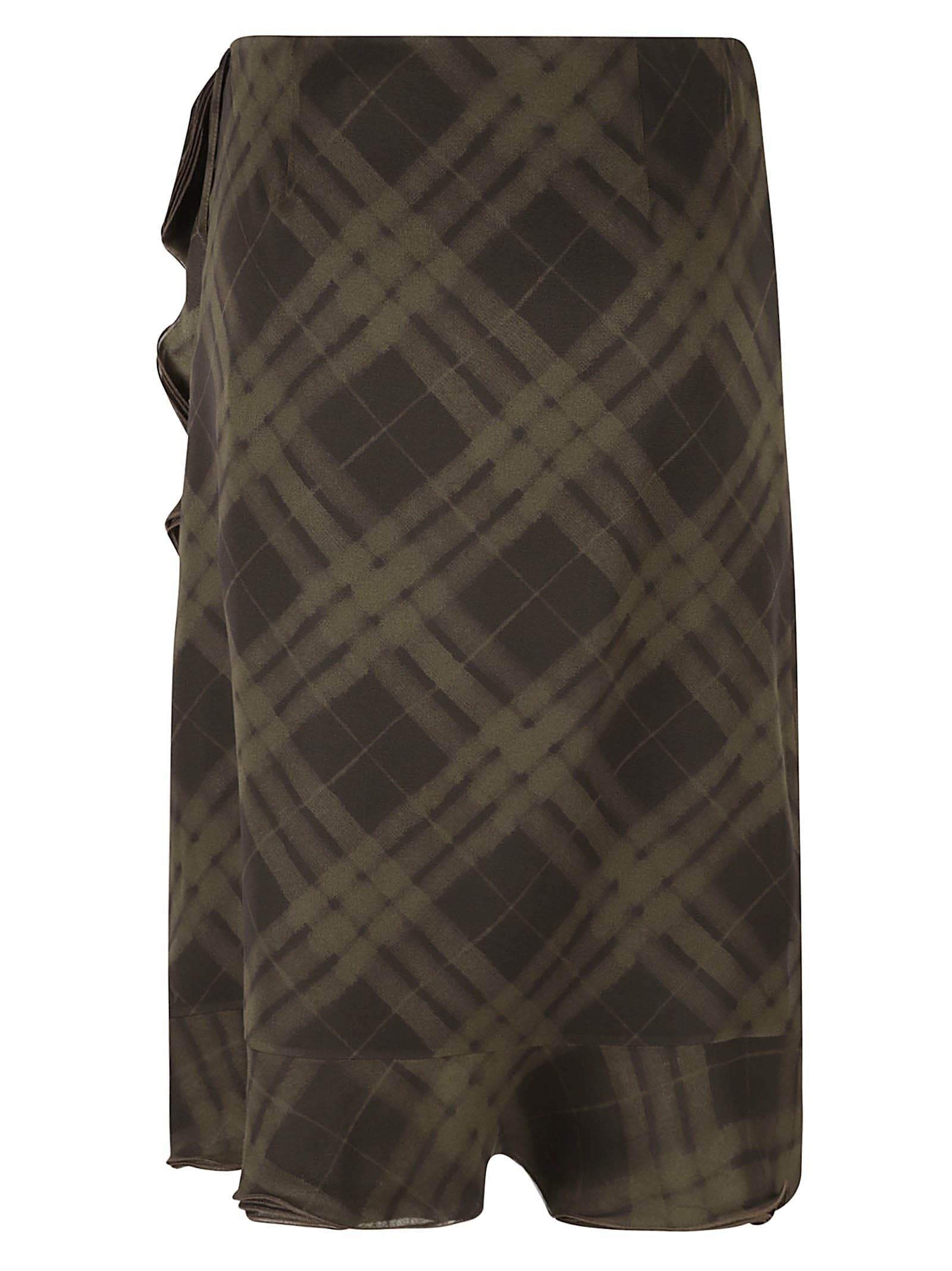 Burberry Ruffle Detail Check Patterned Skirt In Oil Ip Check